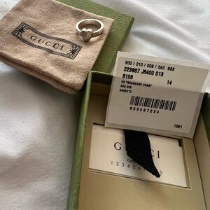 Gucci Silver Heart Motif Ring